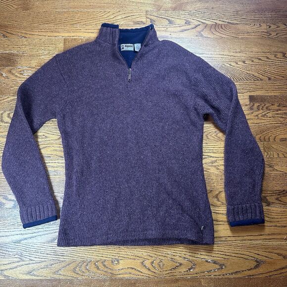 Alpine Design Sweater Mens Medium 1/4 Zip Wool Preppy Heavy Maroon Outdoor - Picture 1 of 11